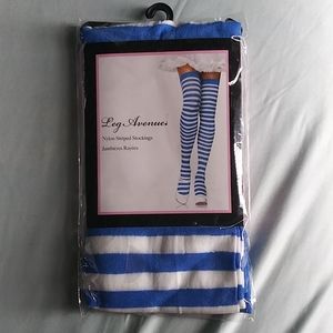 𝐍𝐖𝐓 Blue & White Nylon Striped Stockings